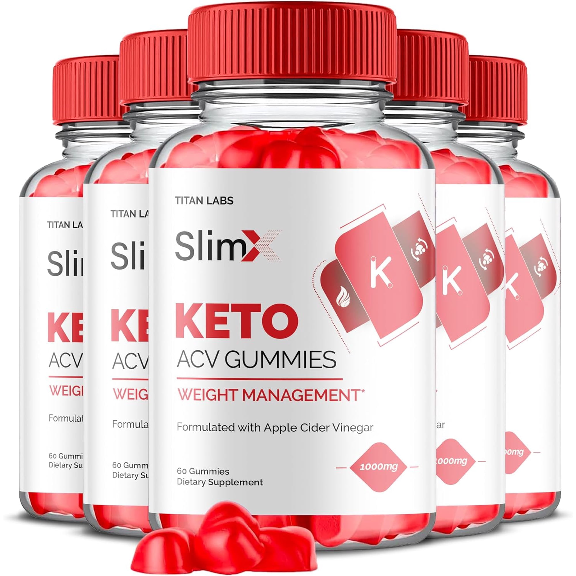 (5 Pack) SlimX Keto ACV Gummies - Apple Cider Vinegar Supplement for Weight Loss - Energy & Focus Boosting Dietary Supplements for Weight Management & Metabolism - Fat Burn - 300 Gummies