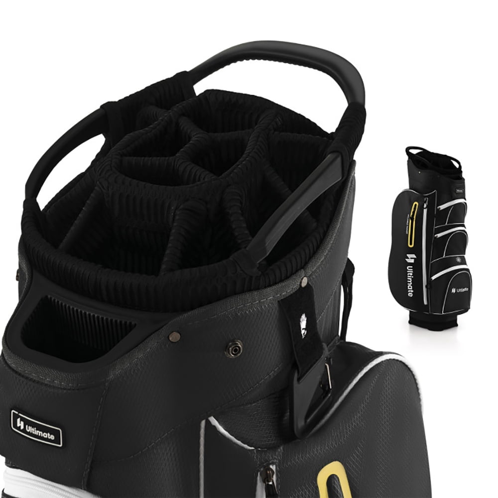 Demifill 9.5 Inch Lightweight Golf Cart Bag with 15 Way Top Dividers, Lightweight Golf Clubs Bag with 7 Zippered Pockets, Portable Golf Carry Bag for Outdoor, Black