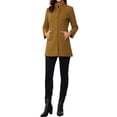 thumbnail image 2 of Abrigo de mujer INSPIRE CHIC de longitud media, con cuello alto, de un solo botón, abrigo de invierno, color marrón, talla S, 2 of 6