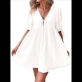 thumbnail image 1 of Vestido Informal de Verano 2025 para Mujer, de Corta, Corte A, con Lazo y Lazo Al Frente, Estilo Babydoll, Holgado y . Crema XL, 1 of 10