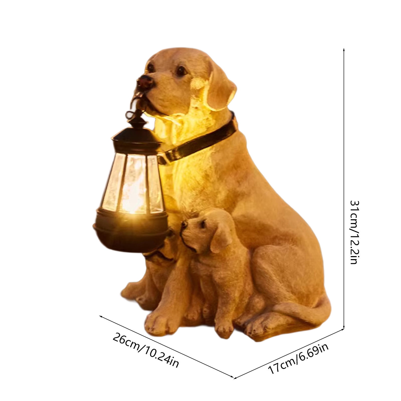 Sylchomon Solar Powered Dog Statue LED Light Outdoor Garden Decor Rechargeable Resin Yard Ornament Weatherproof Hanging Lantern Pet Design