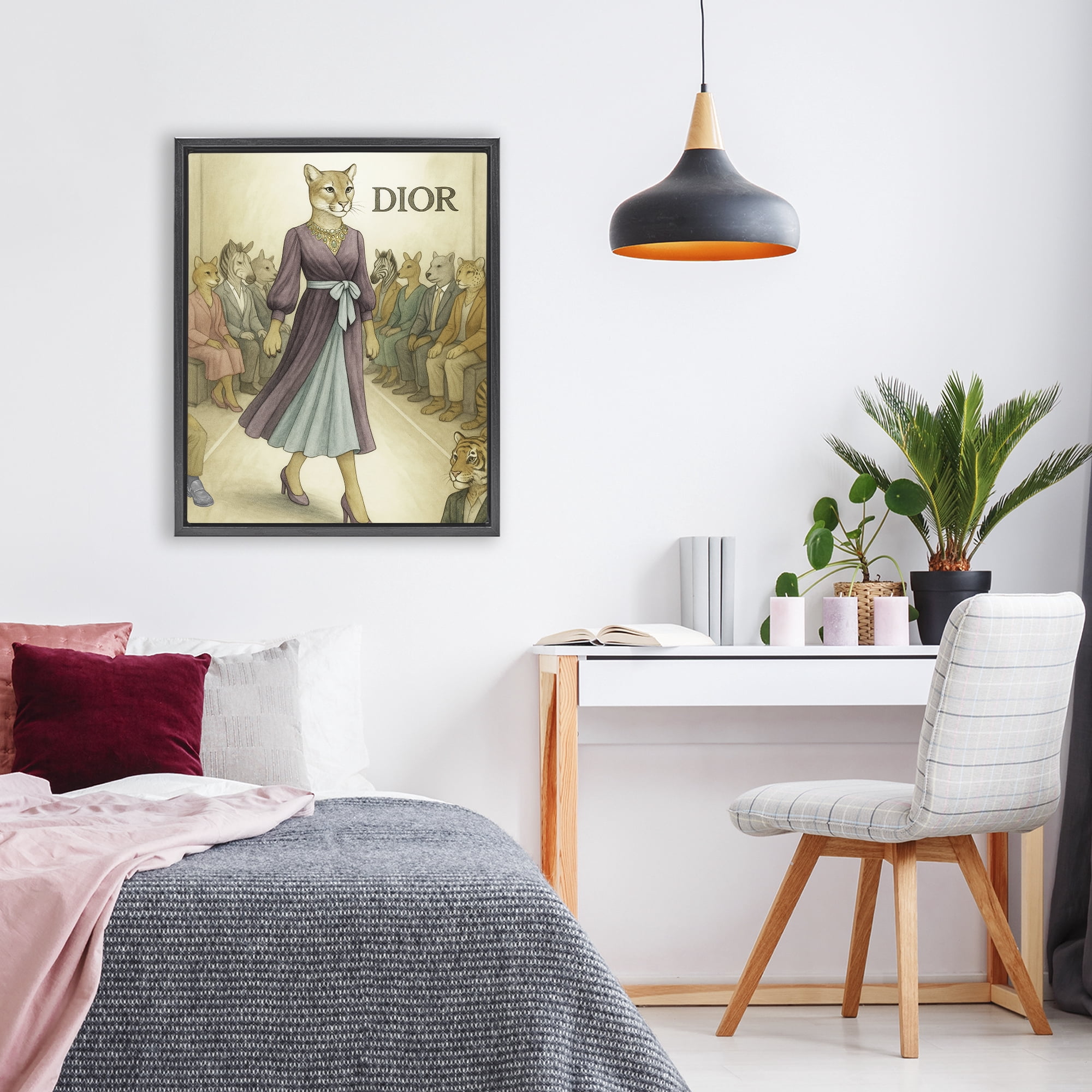 Stupell Industries Fashion Runway Cougar Black Framed Floater Canvas Wall Art, design by Grotto Studios