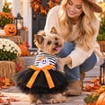 thumbnail image 2 of Halloween Pet Tutu Dress, Pumpkin Ghost Printed Holiday with Bow, Soft Breathable Party Outfit for Small Dogs Puppies, 2 of 4