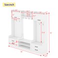 thumbnail image 3 of Tcbosik Hall Tree with Shoe Bench, 4-in-1 Detachable Coat Rack with 4 Drawers and 7 Hanging Hooks, Storage Cabinet with Open Shelves for Hallway, Entryway, White, 3 of 10
