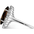 thumbnail image 4 of Sterling Silver Rhodium Smoky Quartz Diamond Ring (Size 7) Made In Thailand qdx670-7, 4 of 5