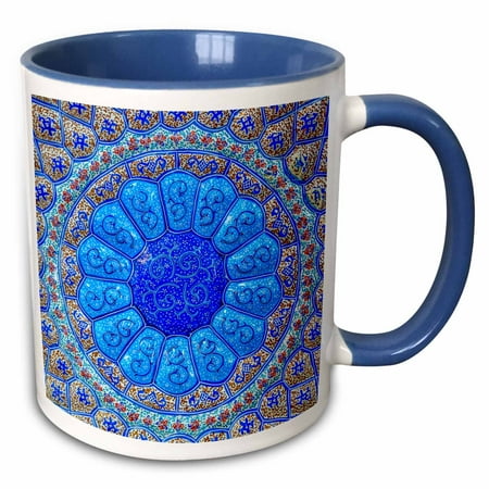 3drose, Islamic Pottery Designs. Madaba, Jordan, 11oz Two-tone Blue Mug