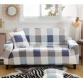 thumbnail image 2 of Conjunto de sofás de 3 plazas - cuadros azules - 190-230 cm, con reposabrazos, conjunto de sofás para salón, 2 of 3