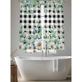 thumbnail image 5 of Green Eucalyptus Leaves Sheer Curtains 63 Inch Length 2 Panels for Living Room, Summer Botanical Daisy Black Plaid Voile Kitchen Curtain Set, Luxury Privacy Drapes Window Treatment for Bedroom, 5 of 7