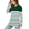 thumbnail image 6 of Efsteb Girls Athletic Shirts Hem Side Slit Tops Comfy Lightweight Long Sleeve Crew Neck Striped Print Casual Soft for Parties（Green，7 Years）, 6 of 6