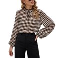 thumbnail image 1 of Women Spring T Shirt Collar Button Comfortable Easy To Match Fashinable Squared Plaid Women Casual Top  for Girls for Travel ANGGREK Otros, 1 of 6