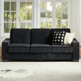 thumbnail image 2 of Lunale 83.9" Corduroy Sofa with Cup Holders, Modern 3-Seater Couch for Living Room, Black, 2 of 10