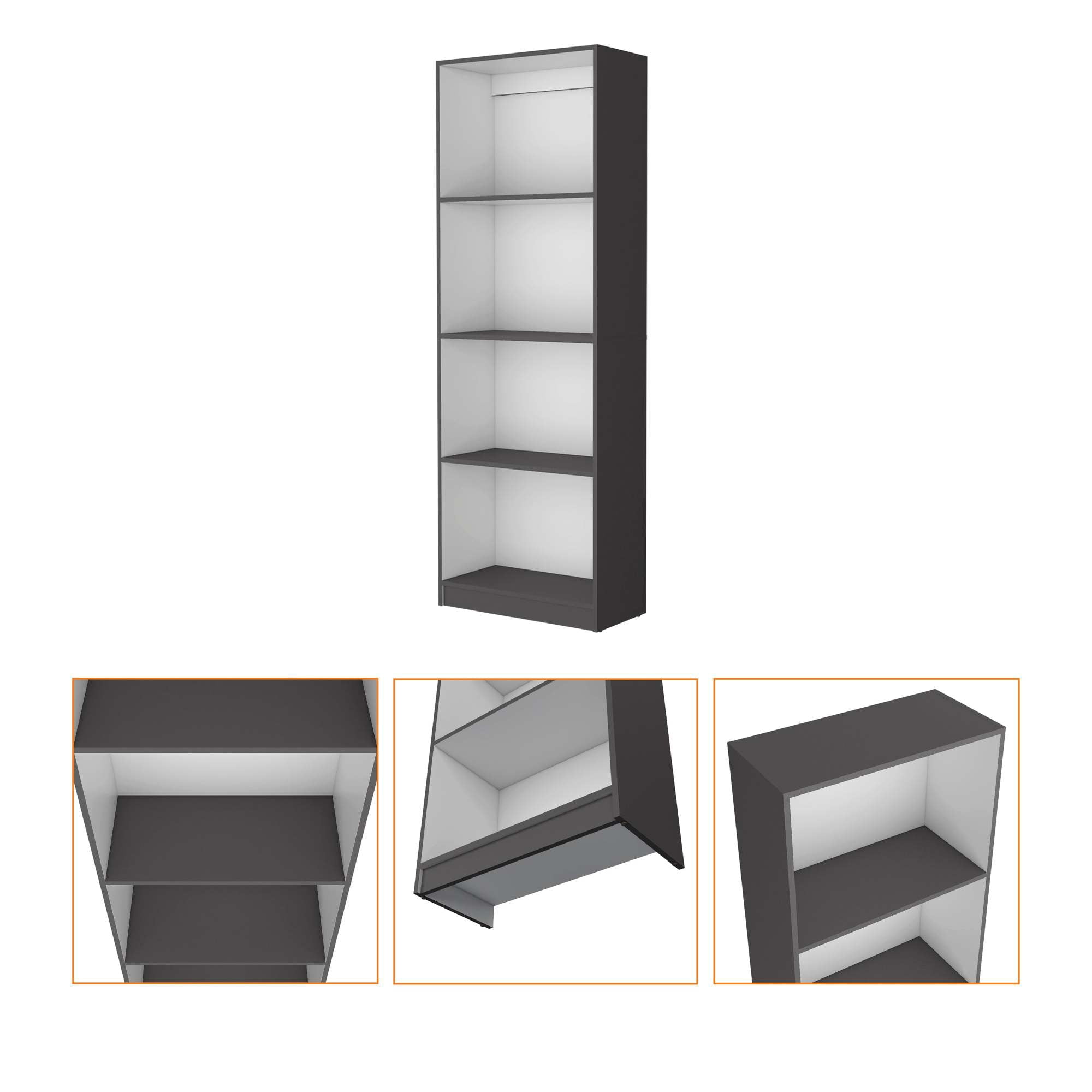 4-Tier Tall Bookcases 71.1" Freestanding Storage Living Shelves Bookcase