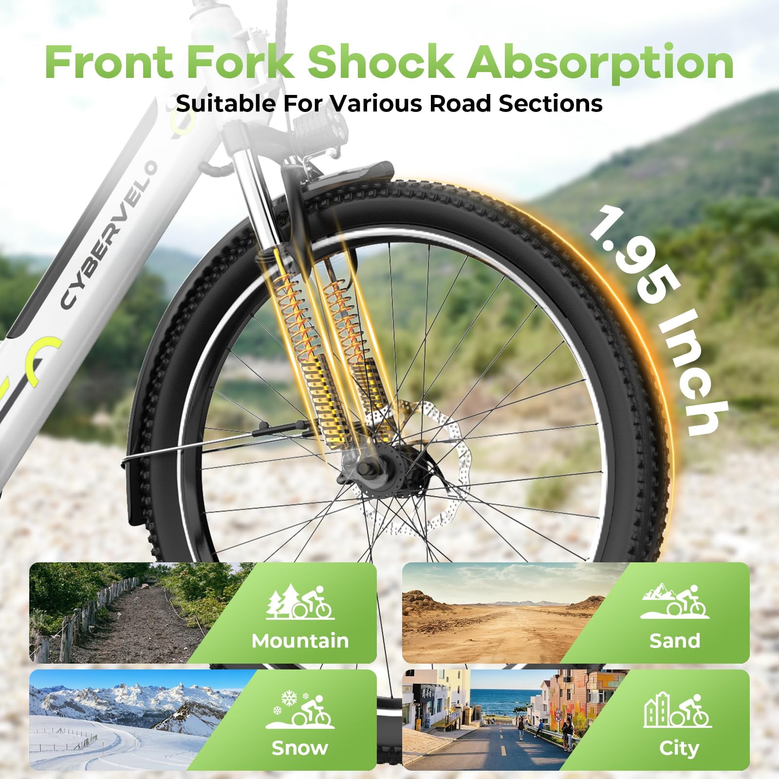CBVELO Electric Bike for Adults, 26" Peak 1000W Motor Ebike, 48V 14Ah Removable Battery, 80 Miles Max 28MPH, 7 Speed Electric Bicycle UL2849
