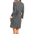 thumbnail image 3 of INSPIRE CHIC Women's Tweed Dress Contrast Cuffs Long Sleeve Knee Length Semi-Formal Dress XL Black, 3 of 4