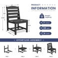 thumbnail image 4 of SERWALL Outdoor HDPE Dining Table Set, 7‑Piece Patio Dining Set with 6 Armless Chairs & Umbrella Hole, Black, 4 of 8
