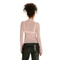 thumbnail image 2 of Gupgi Women Sheer Mesh Tops See Through Couer Up Long Sleeve Mock Solid Color Slim Fit T-Shirts, 2 of 9