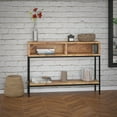 thumbnail image 2 of Industrial Chic Solid Wood and Wrought Iron Console Table Natural Burnt andBlack, 2 of 6
