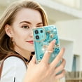 thumbnail image 4 of Allytech for Moto Edge 20 Lite/ Moto Edge 20 Fusion Case with Ring Holder Stand, Slim Shell Floral Series Bumper Anti-Scratch Shockproof Lightweight Phone Case Cover for Girls Women, Green Flower, 4 of 4