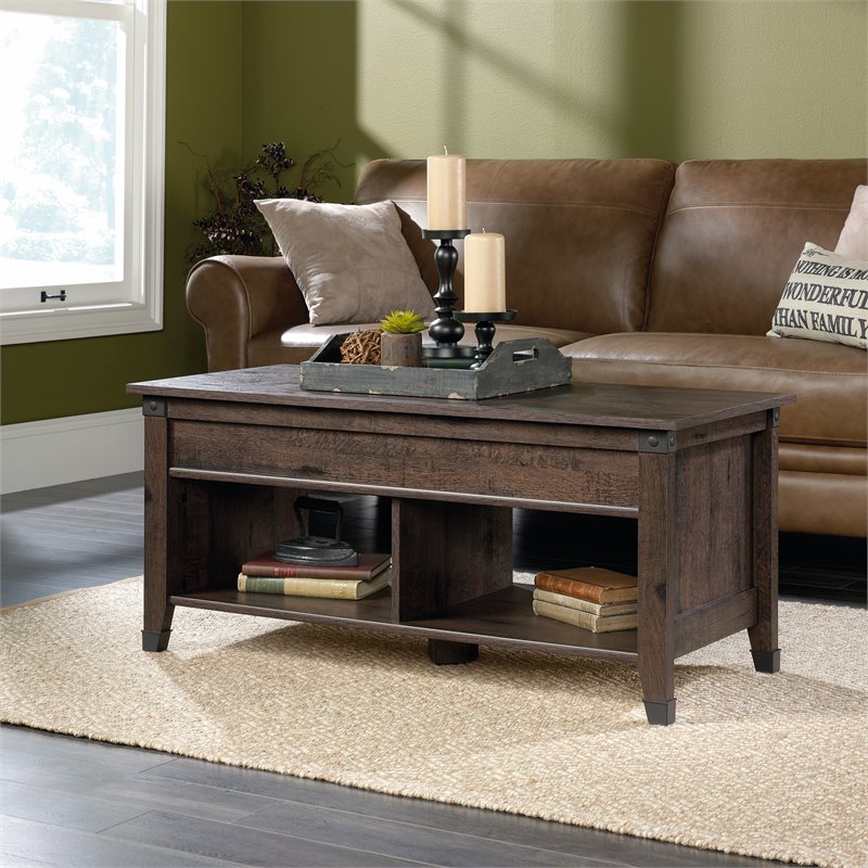 Sauder Carson LiftTop Coffee Table, Coffee Oak Finish