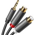 thumbnail image 1 of Cable de Audio Ugreen Auxiliar 3.5mm Macho A 2rca Hembra 25cm Negro, 1 of 7