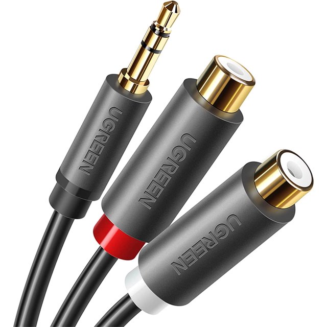 Cable de Audio Ugreen Auxiliar 3.5mm Macho A 2rca Hembra 25cm Negro