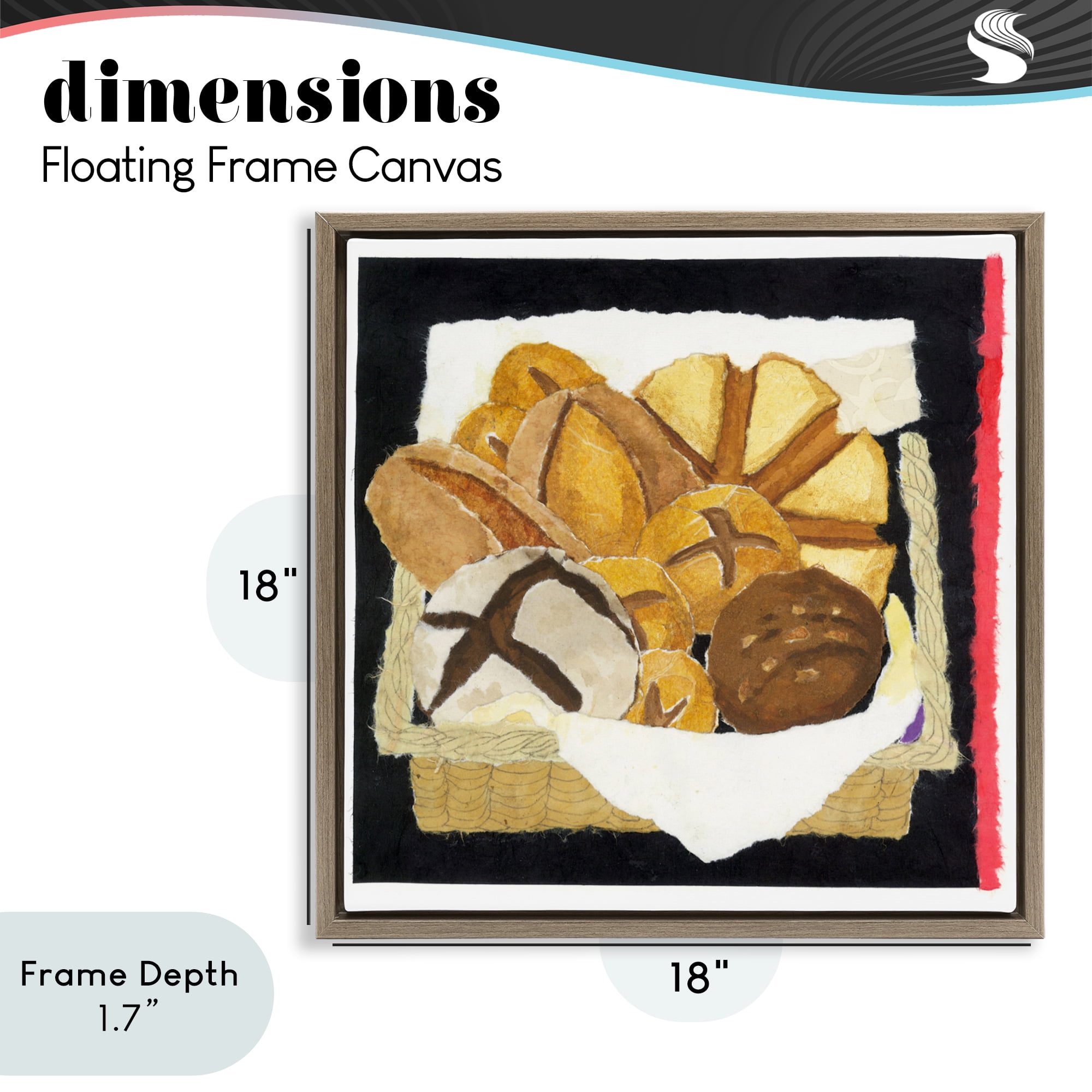 Stupell Industries Bread Box and Stripe Brown Framed Floater Canvas Wall Art, design by Nancy Overton