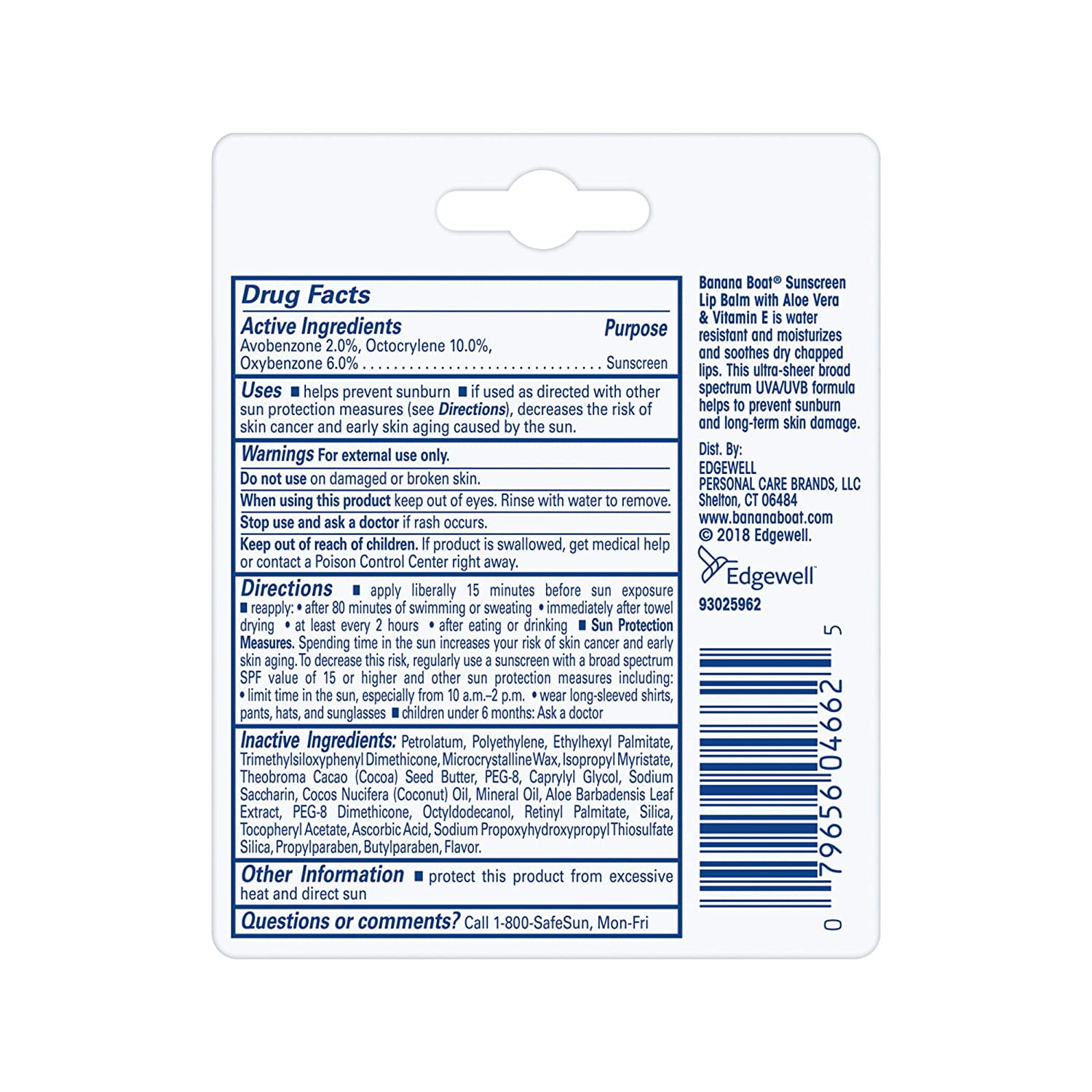 Banana Boat with Aloe Vera and Vitamin E UVA/UVB Protection Sunscreen Lip Balm, Broad Spectrum SPF 45, 0.15 Oz (Pack of 12)