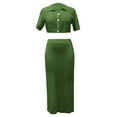 thumbnail image 4 of Sakmal Cutout Sundresses for Women 2024 Solid Sexy Green Short Sleeve Comfort Fit Long Sundress, 4 of 5
