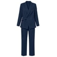 thumbnail image 5 of Cagogo Women Plus Size 2 Piece Outfit Long Sleeve Blazer Tops Wide Leg Pants Set Casual Business Lounge Suits Tracksuits Travel Work Clothes, Navy XL, 5 of 8