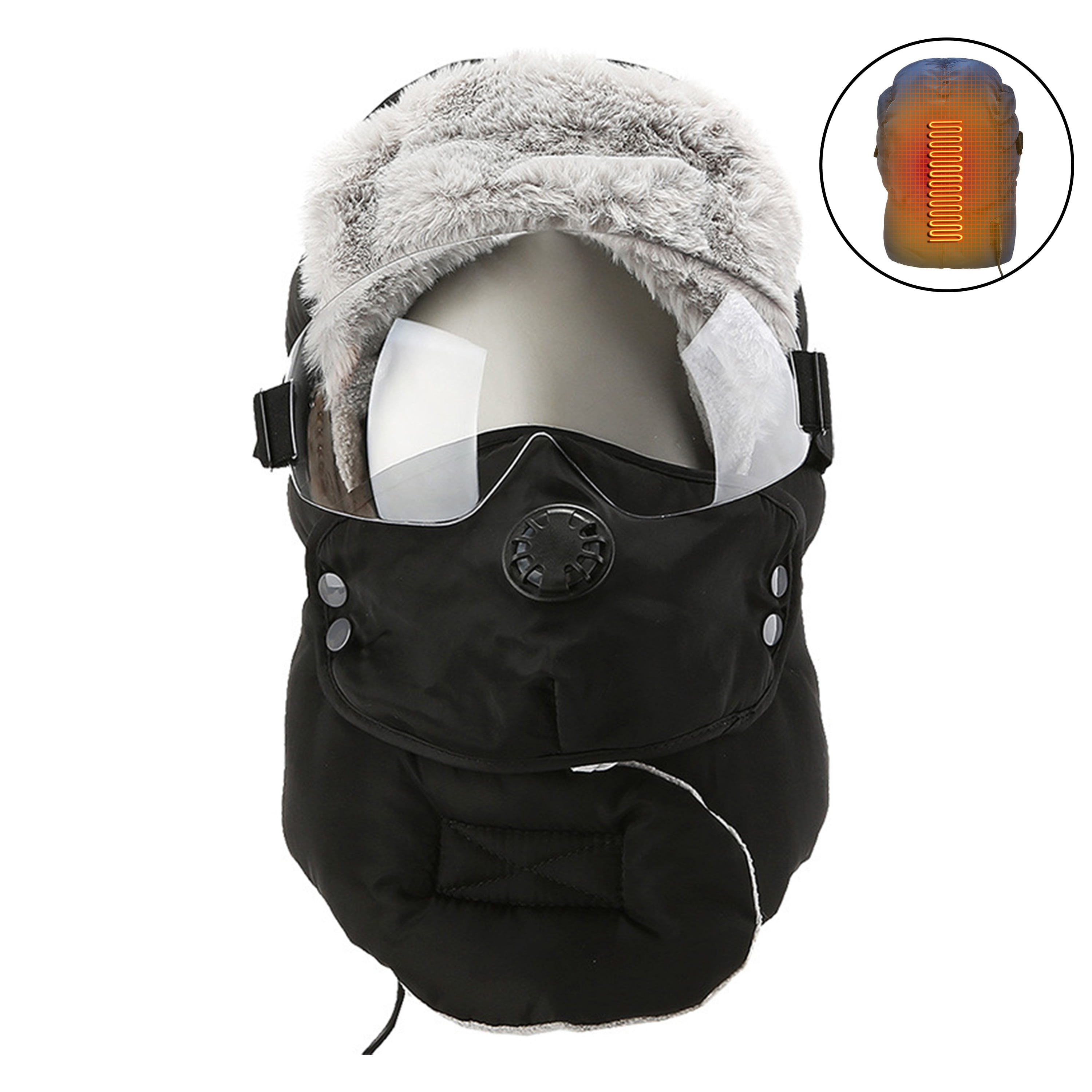 Heated Hat with 3 Heat Level,Trapper Hats for Men Women,Winter Hat with Ear Flaps&Detachable