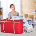 thumbnail image 1 of Clothing Storage Bag Oxford Fabric Large Capacity with Handles and Zipper | Moistureproof Double Layer | Foldable Washable | 110x60x35cm | Red | Home Travel Organization, 1 of 6