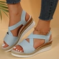 thumbnail image 3 of Mostsola Women's Wedge Sandals Platform Espadrilles Elastic Ankle Strap Open Toe Summer Shoes, 3 of 7