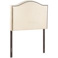 thumbnail image 3 of Modern Contemporary Twin Size Nailhead Upholstered Headboard, Ivory Fabric, 3 of 4