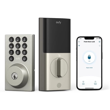 eufy Security Smart Lock C30, Keyless Entry Door Lock, Built-in WiFi Keypad Deadbolt for Front Door, No Bridge Required, Easy Installation, App Remote Control, Reliable Power, BHMA Grade 3, Nickel