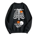 thumbnail image 5 of KHONTS Women's Skeleton Halloween Maternity Sweatshirts Crewneck Pullover Tops Pregnancy Announcement Tee Tops Black XXL, 5 of 5