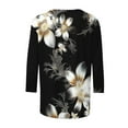 thumbnail image 5 of SOOMLON Womens 3/4 Length Sleeve Tops Petite Tunic Cotton Tops Dressy Casual Crewneck Shirts Cute Floral Graphic T Shirts 2025 Trendy Spring Summer Ladies Tops Loose Fit Outfits Pullover Black XL, 5 of 5