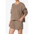 thumbnail image 3 of TheMogan Women's S~3X Cotton Terry Long Sleeve Oversized Top & Drawstring Shorts SET, 3 of 7