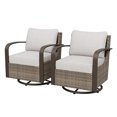 thumbnail image 3 of COOS BAY Aurora Terrace Set of 2 Brown Wicker Rattan Patio Swivel Rocking Glider Chairs, Metal Curved Armrest, Beige Cushion, 3 of 8