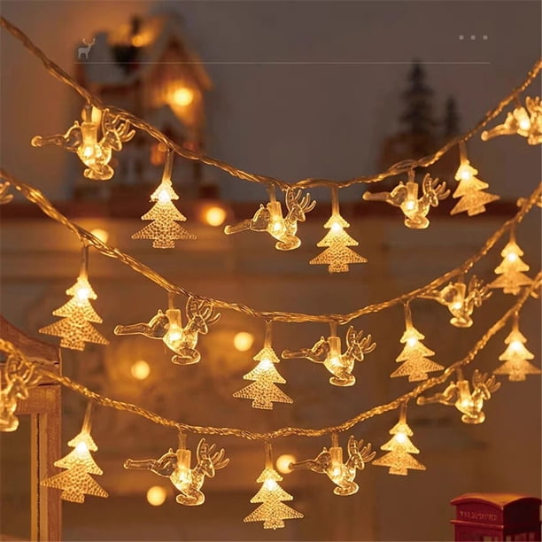 Guirnalda de luces LED con copos de nieve para árbol de Navidad, decoración para el hogar, Año Nuevo, 2023, 2024