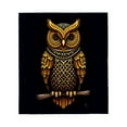 thumbnail image 2 of Durable Soft & Warm Flannel Blanket - Cozy Owl Pattern Design Perfect for Sofa Travel Bed & Chair - Vibrant Gold & Blue Accents, 2 of 5