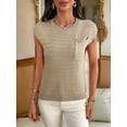 thumbnail image 4 of Katigan Women'S Crew Neck Top Thick Needle Casual Striped Sweater Khaki M, 4 of 6
