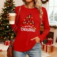 thumbnail image 5 of Christmas Tree Shirt Women Christmas Embroidered Trees Long Sleeve Shirts Gift Xmas Graphic Tee Tops, 5 of 7