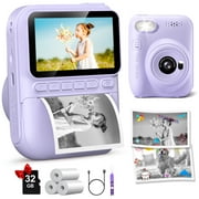 Instant Print Camera for Kids, 3.0" HD 1080P Digital Video Instant Camera for Boys & Girls Age 3-12 Birthday Gifts - Purple