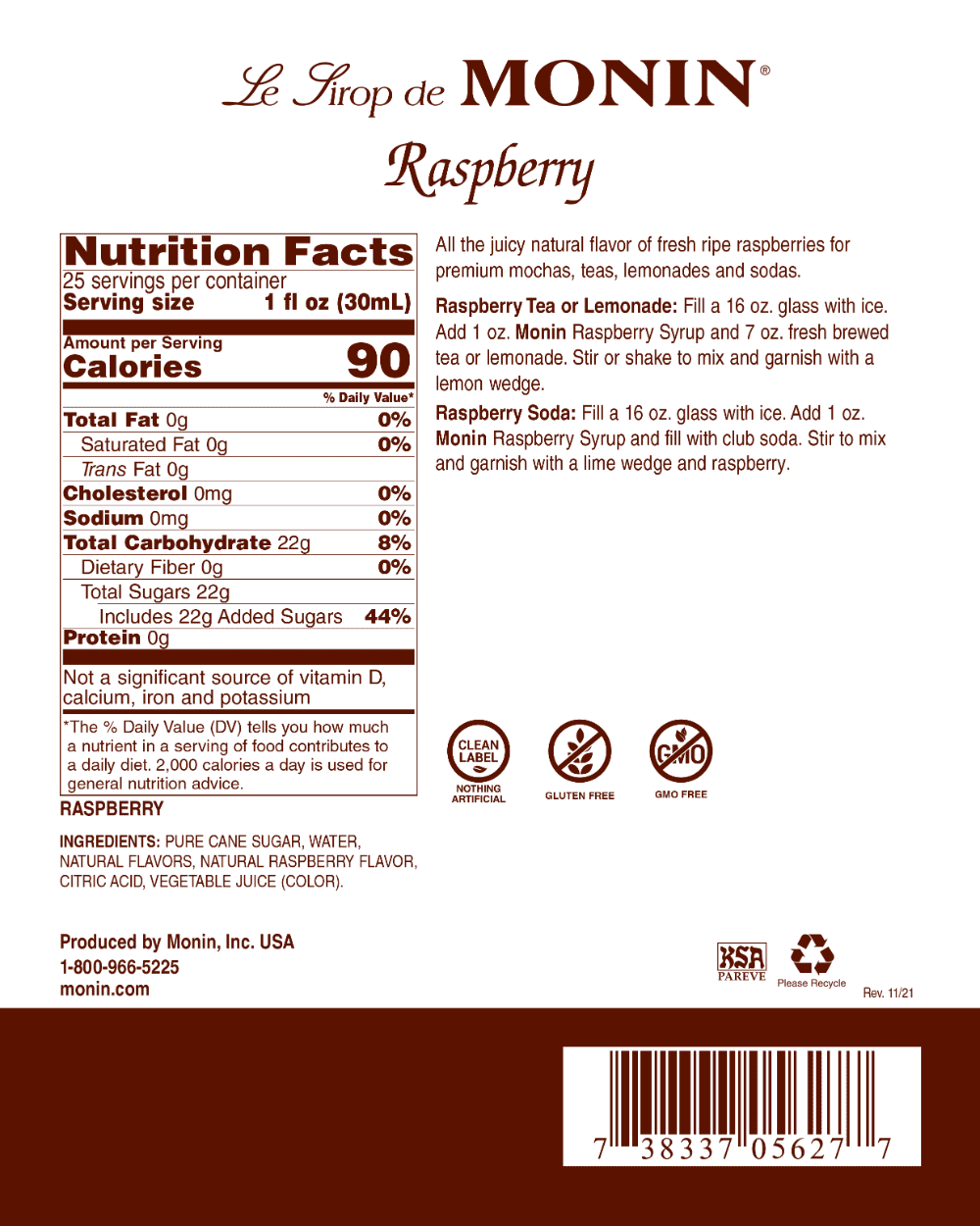 Monin Raspberry Syrup