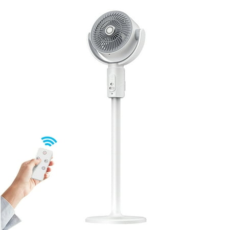 FOUKUS Rechargeable 4000mAh 32inches Adjustable Height Pedestal Tabletop Fan Portable 90° Oscillating Fan with Remote Control, Quiet, Powerful, USB, Cordless, White