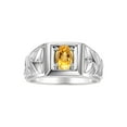 thumbnail image 1 of RYLOS Men's Rings 14K White Gold Rings Designer Weave Band 7X5MM Oval Gemstone & Diamond Ring Citrine November Birthstone Rings For Men,  Size 11, 1 of 6
