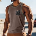 thumbnail image 2 of Garbnen Mens Tank Tops Summer Beach Crew Neck Mens Sleeveless Shirt Lightweight Sports Big and Tall Men's Muscle Shirts with Pockets Brown XXXL, 2 of 8