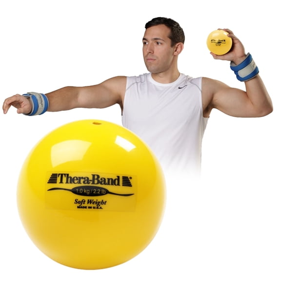 THERABAND Soft Weight 2.2 Lb, 4.5" Ball-Shaped Isotonic Exercise Balls for Physical Therapy, Weighted Ball Set for Pilates, Shoulder Strength & Rehab, Color-Coded, Portable & Easy to Grip