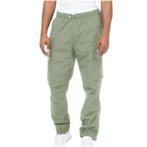Qgtaibl Men's Big and Tall Cargo Pant Casual Elastic Drawstring Waist Joggers Loose Outdoor Hiking Pants with Pockets Green (Mens 4X)
