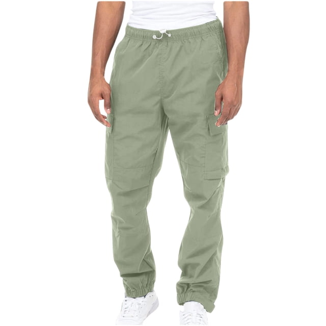 ESSSUT Pantalon Cargo Décontracté pour Hommes avec Multiples Poches, Vert-1, m